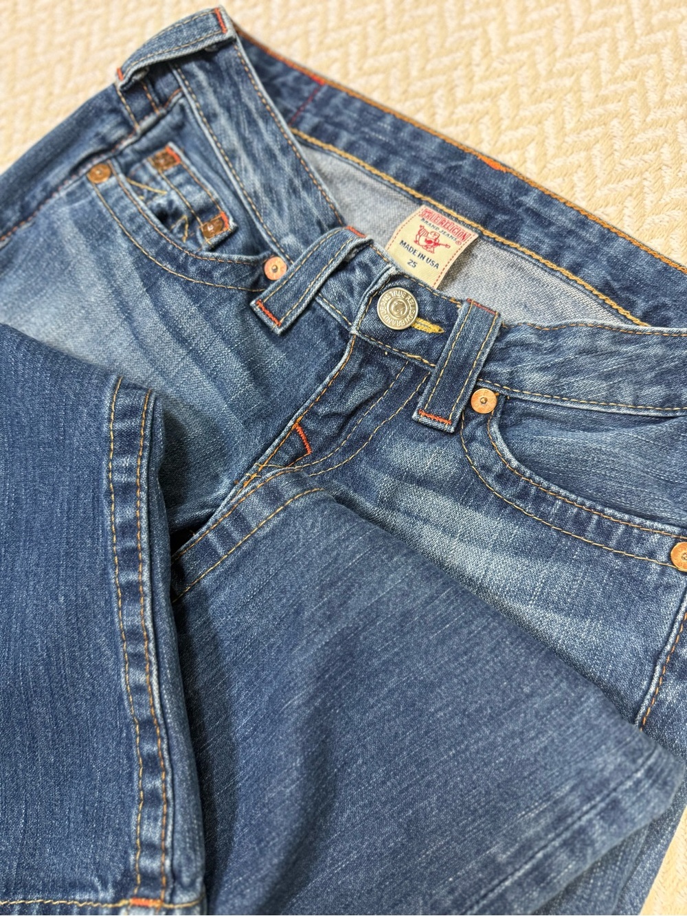 Vintage True Religion "Bobby" Ultra Low Rise Jeans - Size 25 - Picture 4 of 14